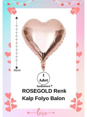 Kalpli Folyo Balon 1 Adet Rosegold 45CM (18'') Kalp Balon Helyum Uyumlu Doğum Günü-Özel Gün Balonu