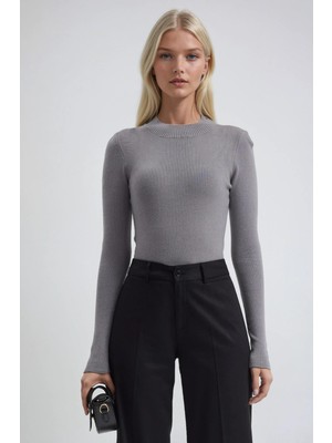 Lijuri Bisiklet Yaka Crop Triko Kazak 1405