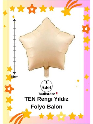 Yıldız Folyo Balon 1 Adet Ten Rengi 45CM (18'') Balon Helyum Uyumlu Doğum Günü-Özel Gün Balonu