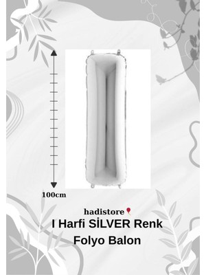 Gümüş 100CM Folyo I Harf Balon Helyum Balon-Doğum Günleri Özel Günler Için