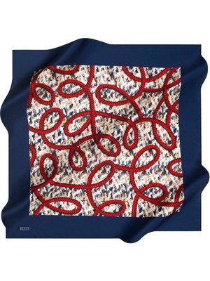 Aker Nostalji Sura Ipek Eşarp Lacivert 8523-322