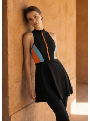 Mayovera Yarı Kapalı Mayo- Turuncu Fermuar