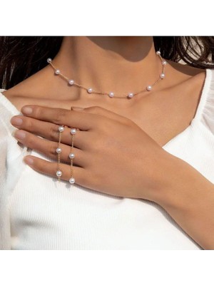 Shiklik Şıklığınızı Tamamlayacak Inci Zincir Kadın Takı Seti Küpe, Kolye