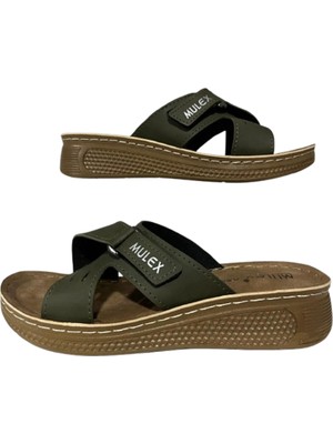 Mulex 1402-B Haki Yandan Cırtlı Ortopedik Terlik