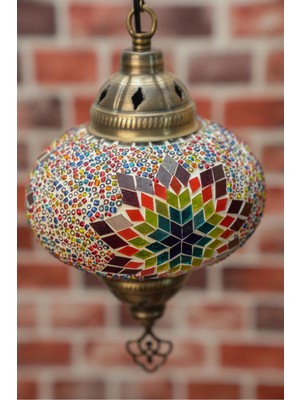 PremiumPort Renkli Mozaik Avize Ampul Dekoratif Hediye, El Yapımı, Şık ve Zarif Tasarım