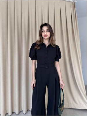 Moda Durağı Steffy Tulum 5004 - Siyah Siyah