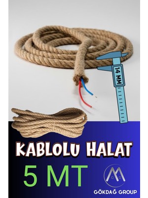 PremiumPort 5 mt Jüt Halat Aydınlatma Dekoratif Hasır 14 Mm, Şık ve Dayanıklı Tasarım