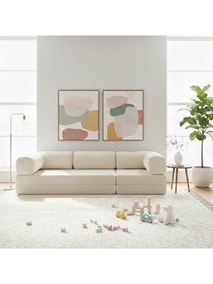 Nwin Home Linea Long 100x300 cm Modern Modüler Sünger Köşe Koltuk - Çok Amaçlı Yer Minderi Yatak Dinlenme Seti