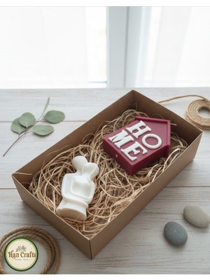 Han Crafts Sarılan Çift ve Home Temalı Dekoratif Mum Seti