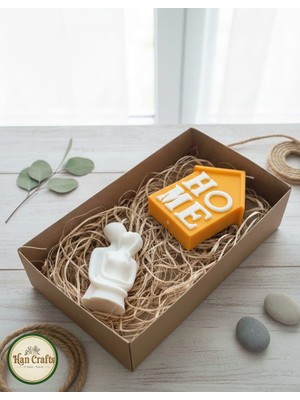 Han Crafts Sarılan Çift ve Home Temalı Dekoratif Mum Seti