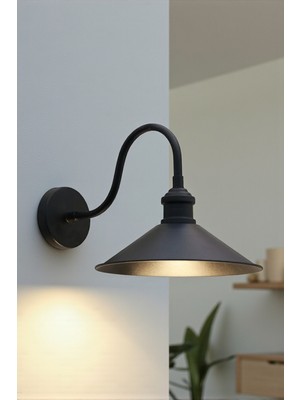 PremiumPort Siyah Aplik Dekoratif Duvar Lambası, Kafe, Restoran, Otel ve Ev Için