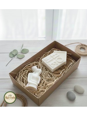 Han Crafts Sarılan Çift ve Home Temalı Dekoratif Mum Seti