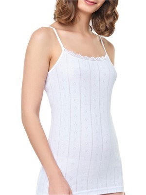 Tutku Jakarlı Ip Askılı Atlet 2'li Beyaz-Beyaz-2xs