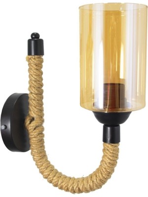 PremiumPort Şık Siyah Halatlı Retro Aplik, Rustik Tarzda Güçlü ve Zarif Tasarım