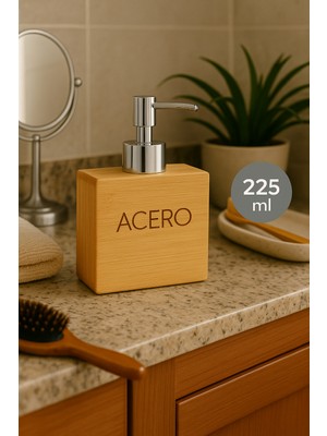 Nesto Home Dikdörtgen Krom Pompalı Bambu Sıvı Sabunluk