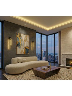 Acrolite Modern Duvar Aplik (Oturma Odası, Yatak Odası, Yemek Odası, Banyo, Kafe) L:50CM Siyah 3000K