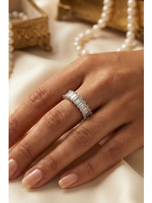 Aurrari Premium Kalite Su Yolu Zirkon Taşlı Ayarlanabilir Çelik Yüzük