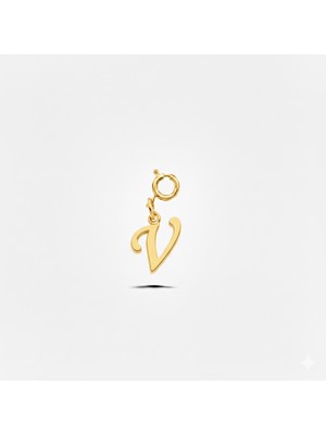 Silveranka 925 Ayar Gümüş V Harfi Kolye Ucu - Charm