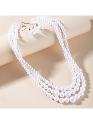 Shiklik 2'li Şık ve Zarif Inci Takım Seti: Kolye & Küpe