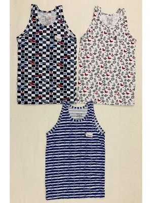 Tutku Erkek Çocuk Renli Pamuk Penye Desenli Atlet 5'li-Karışık-8-9 Yaş