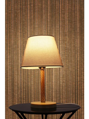 PremiumPort Krem Renkli Kum Beji Elegant Komodin Abajur ile Şık Aydınlatma