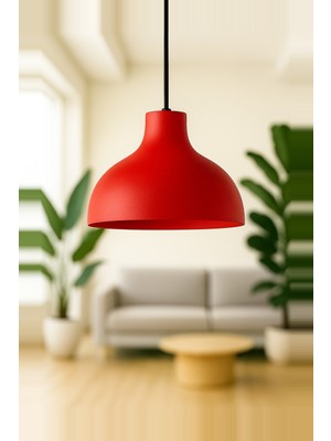 PremiumPort Kırmızı Metal Sarkıt Avize, Retro ve Modern Endüstriyel Tasarım