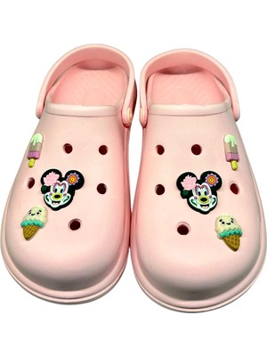 Talin Pembe Çocuk Rahat Sahil Plaj Bahçe Deniz Cross Terlik Konforlu Esnek Aksesuarlı