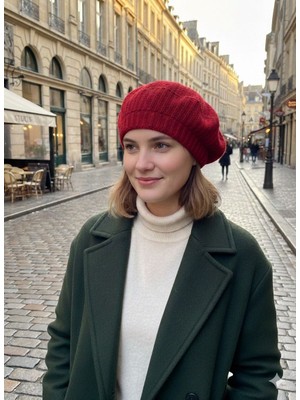 Hamze Ressam Model Dokuma Triko Kadın Bere