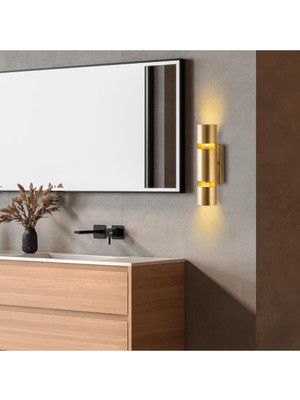 PremiumPort Modern Gold Metal Aplik, Art Deco Tarzı, Duvar Aydınlatması