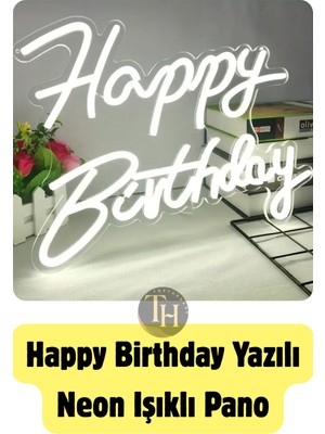 Toptanhane Happy Birthday Yazılı Neon LED Işık Doğum Günü Neon Yazı Dekoratif Işık Organizasyon Arka Plan USB