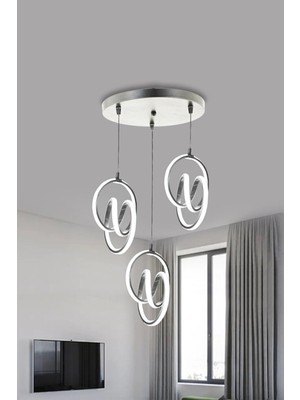 PremiumPort Modern Gri Kasa Beyaz Işık LED Avize, Şık ve Zarif Aydınlatma Seçeneği