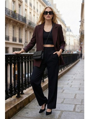 Lela Regular Fit Kruvaze Yaka Desenli Astar Detaylı Ceket Bayan Ceket 6927560