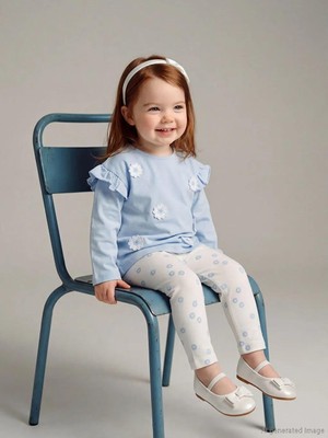 LC Waikiki Çiçek Nakışlı Kız Bebek Bluz ve Tayt  (S6)