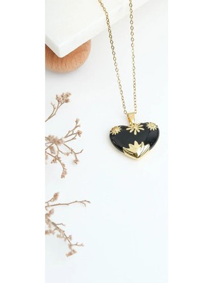 Ekonomik Sepeti Gold Çelik Kadın Kalp Desenli Kolye