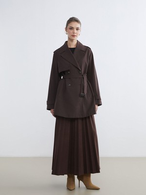 Lc Waikiki Yeni Sezon Beli Fermuarlı Süet Görünümlü Pileli Etek