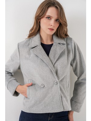 Bigdart Kadın Kısa Kaşe Ceket 0725 - A.gri