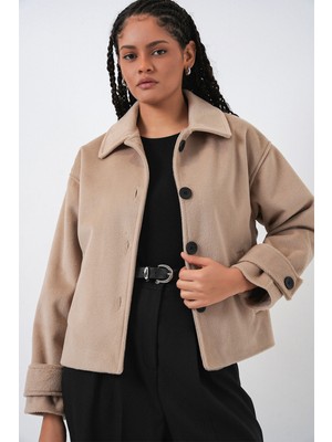 Bigdart Kadın Kısa Kaşe Ceket 0724 - Bisküvi