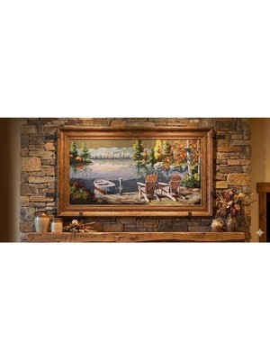 Believe Göl Sefası Jakarlı Dokuma Goblen Dekoratif Çerçevesiz Pano Tablo 35*70