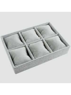Megass Dekor Dobric Model Süet Kaplama Gri Renk 24/18 cm Yastıklı Çekmece Ici Takı Düzenleyicisi