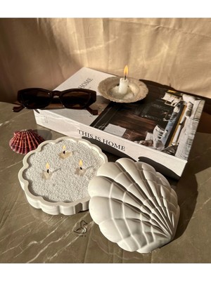 CasadiDuck Istiridye Görünümlü Kapaklı Inci Toz Mumluk 2’li