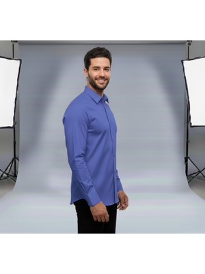 Secret Touch Erkek Slim Fit Dar Kesim Uzun Kollu Poplin Gömlek