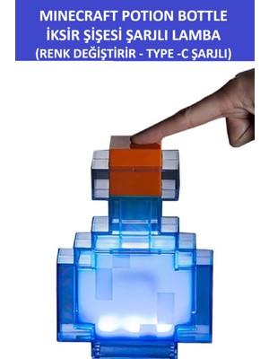 PremiumPort Renkli Minecraft Iksir Şişesi, Type-C Şarjlı, Eğlenceli ve Şık Hediye