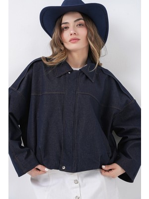Bigdart Kadın Kot Bomber Ceket 0737 - Lacivert