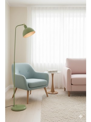 PremiumPort Modern Yeşil Lambader, Metal Gövde Tasarımı, Yerden Aydınlatma