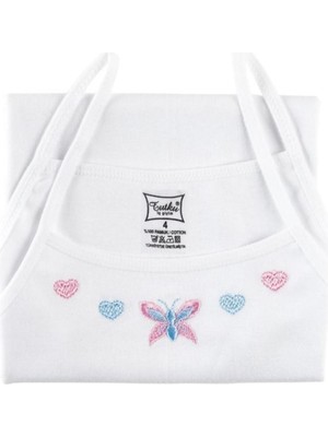 Tutku Kız Çocuk Ip Askılı Işlemeli Ribana Atlet-Beyaz-3-4 Yaş