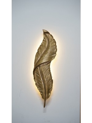 PremiumPort Sarı Renkli Dekoratif Tüy Aplik ile Şık Duvar Aydınlatması