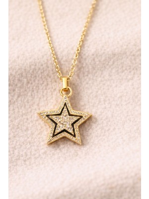 Ekonomik Sepeti Zirkon Taşlı Yıldız Çelik Kolye