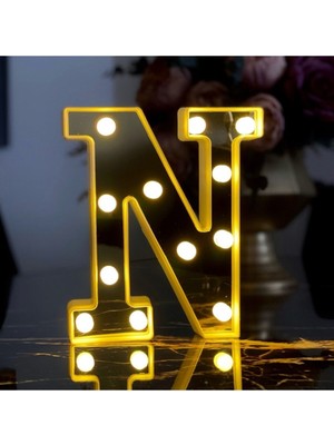 PremiumPort Büyük Boy 3D LED Işıklı N Harfi Doğum Günü Organizasyonu, Kutlama Dekoru