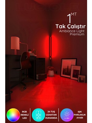 PremiumPort Renkli Rgb LED Abajur Aplik Gece Lambası Uzaktan Kumandalı, Şık Işık Keyfi