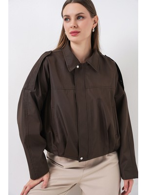 Bigdart Kadın Oversize Kısa Ceket 0732 - Kahverengi
